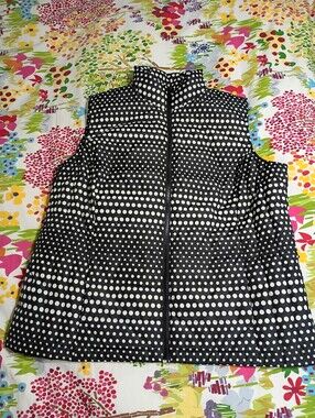 Talbots Black & White Polka Dot Puffer Vest Size 2X